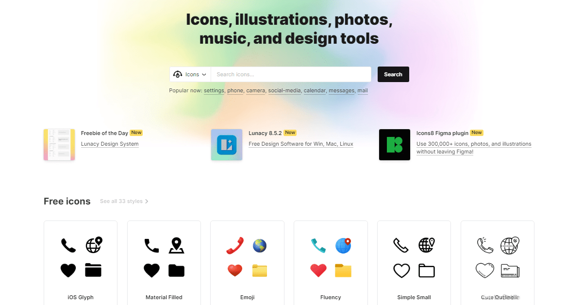 سایت دانلود آیکون رایگان Icons8